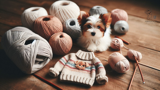 Soft merino and cotton yarns for washable, hypoallergenic dog sweaters – perfect for knitting handmade pet clothes.