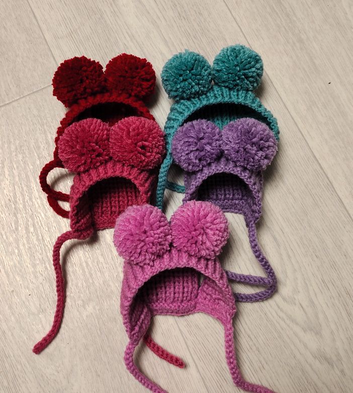 Custom Dog Hat with Pompoms – Handmade Knit to Fit Your Dog