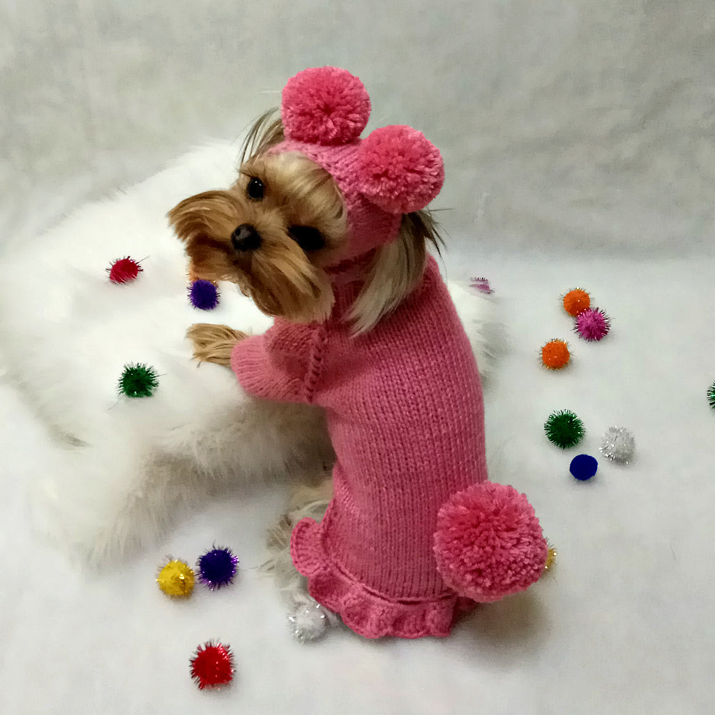 Luxury hand-kitted dog sweater and hat set – Custom knitted
