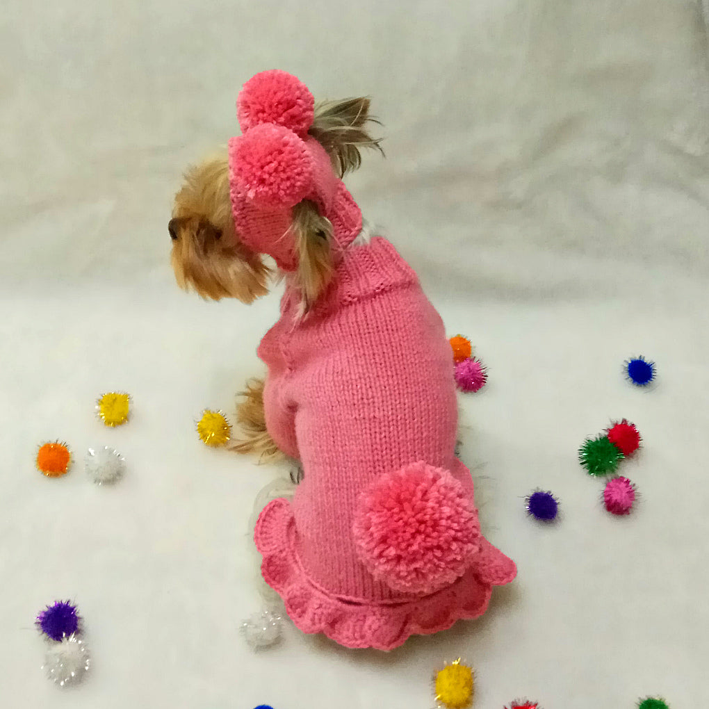 Luxury hand-kitted dog sweater and hat set – Custom knitted