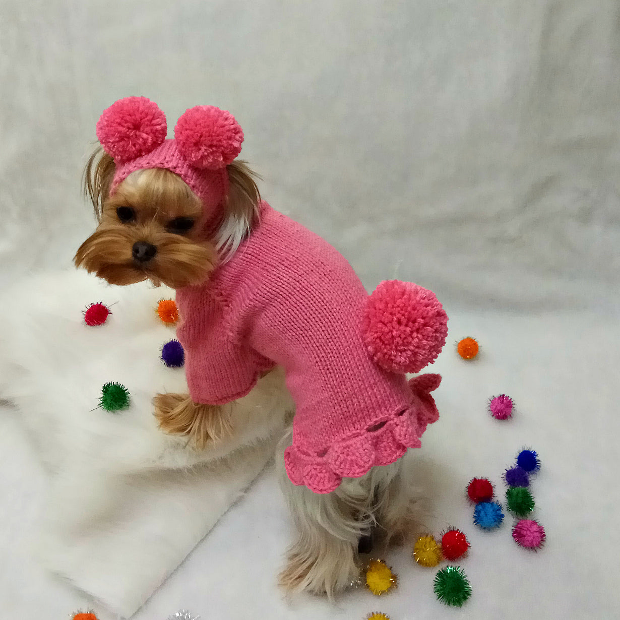 Luxury hand-kitted dog sweater and hat set – Custom knitted