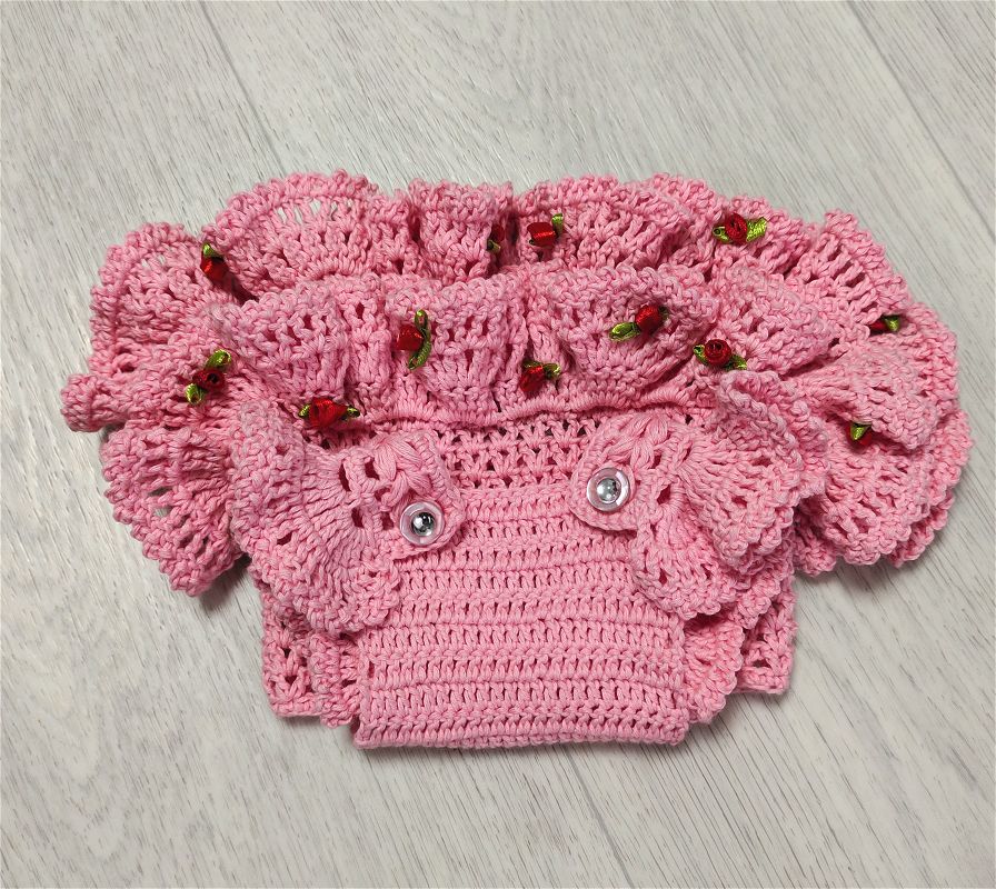 Handmade pink dog dress ruffle
