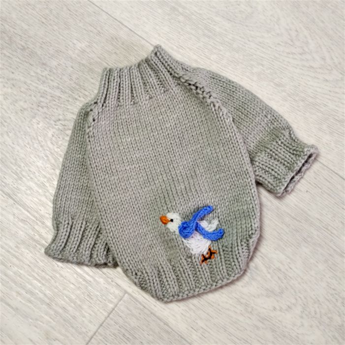 Custom Gray Dog Sweater – Handmade Knitwear for Small Dogs