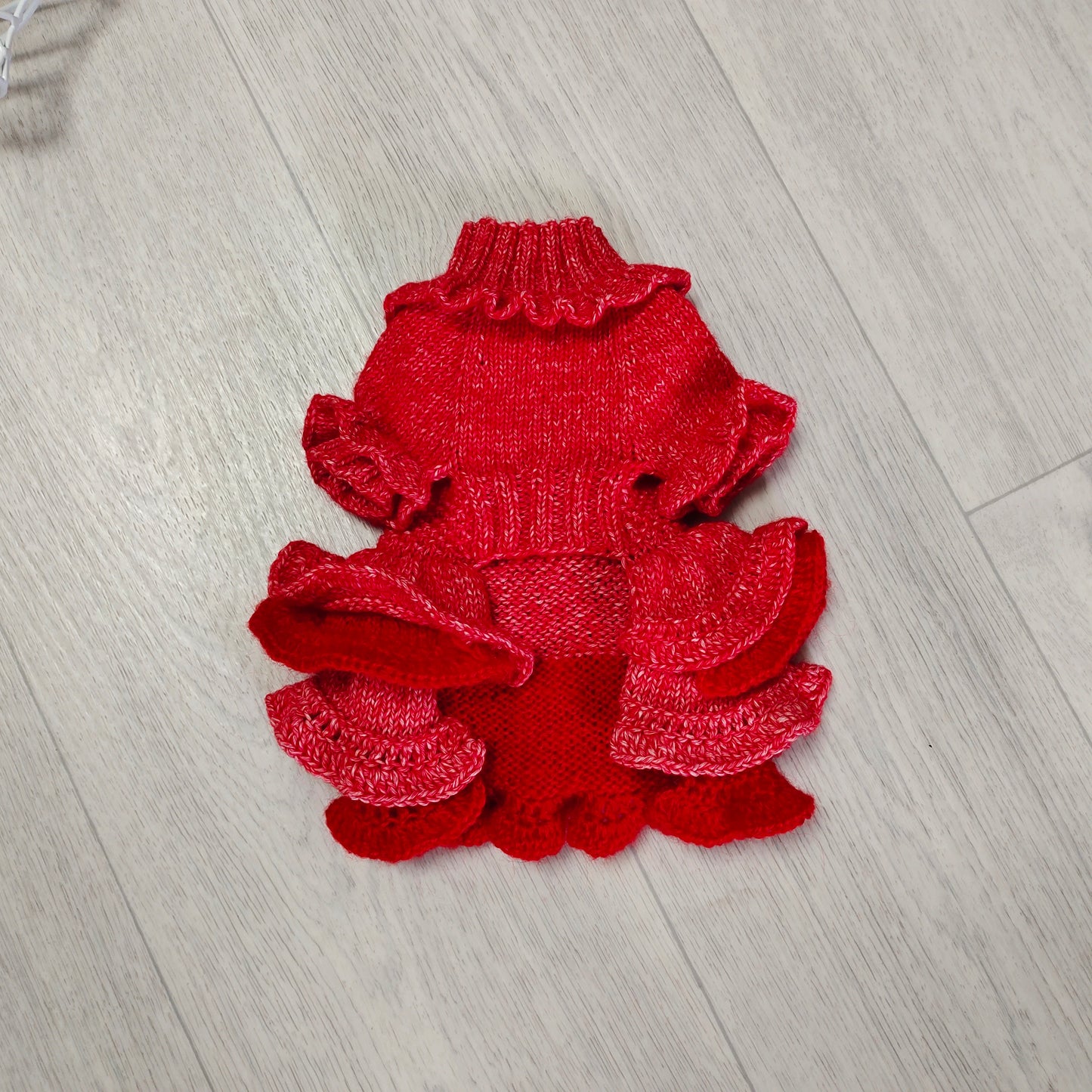 Red ruffle dog dress