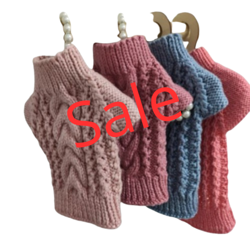 Handmade knitted dog sweater on sale for small dogs”  “Discounted cozy dog outfit for Chihuahua or Yorkie