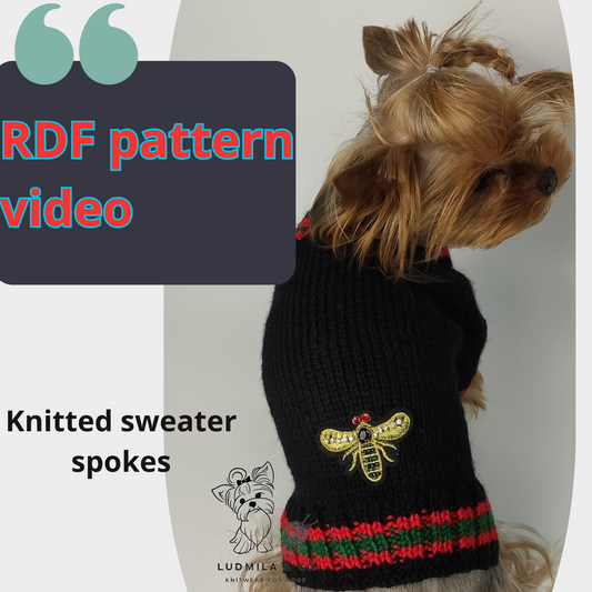 Small dog sweater knitting pattern with bee embroidery - DIY pet clothes

