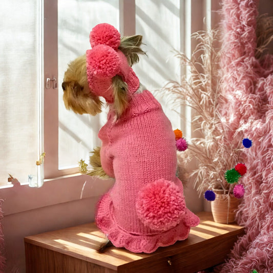 Luxury hand-kitted dog sweater and hat set – Custom knitted